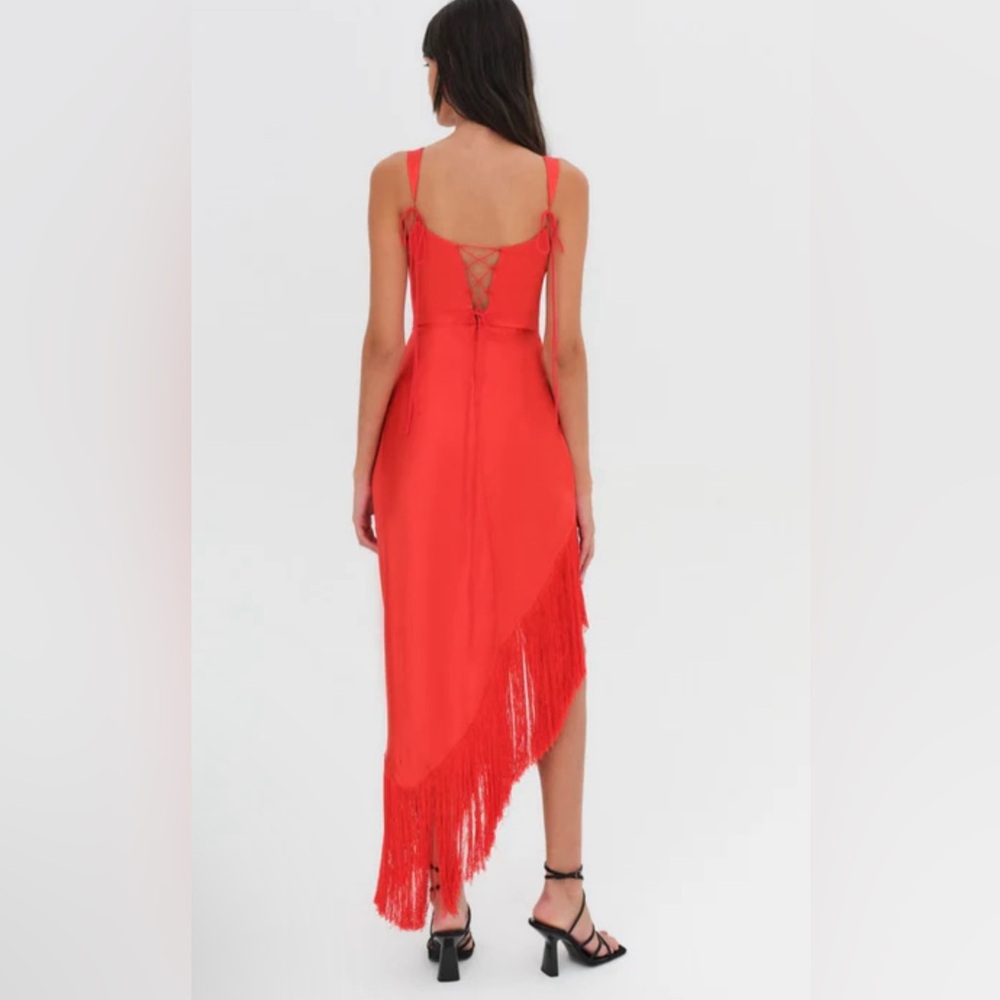 NWT For love and lemons 🍋 Red Anisa Fringe midi dress - Picture 3 of 7